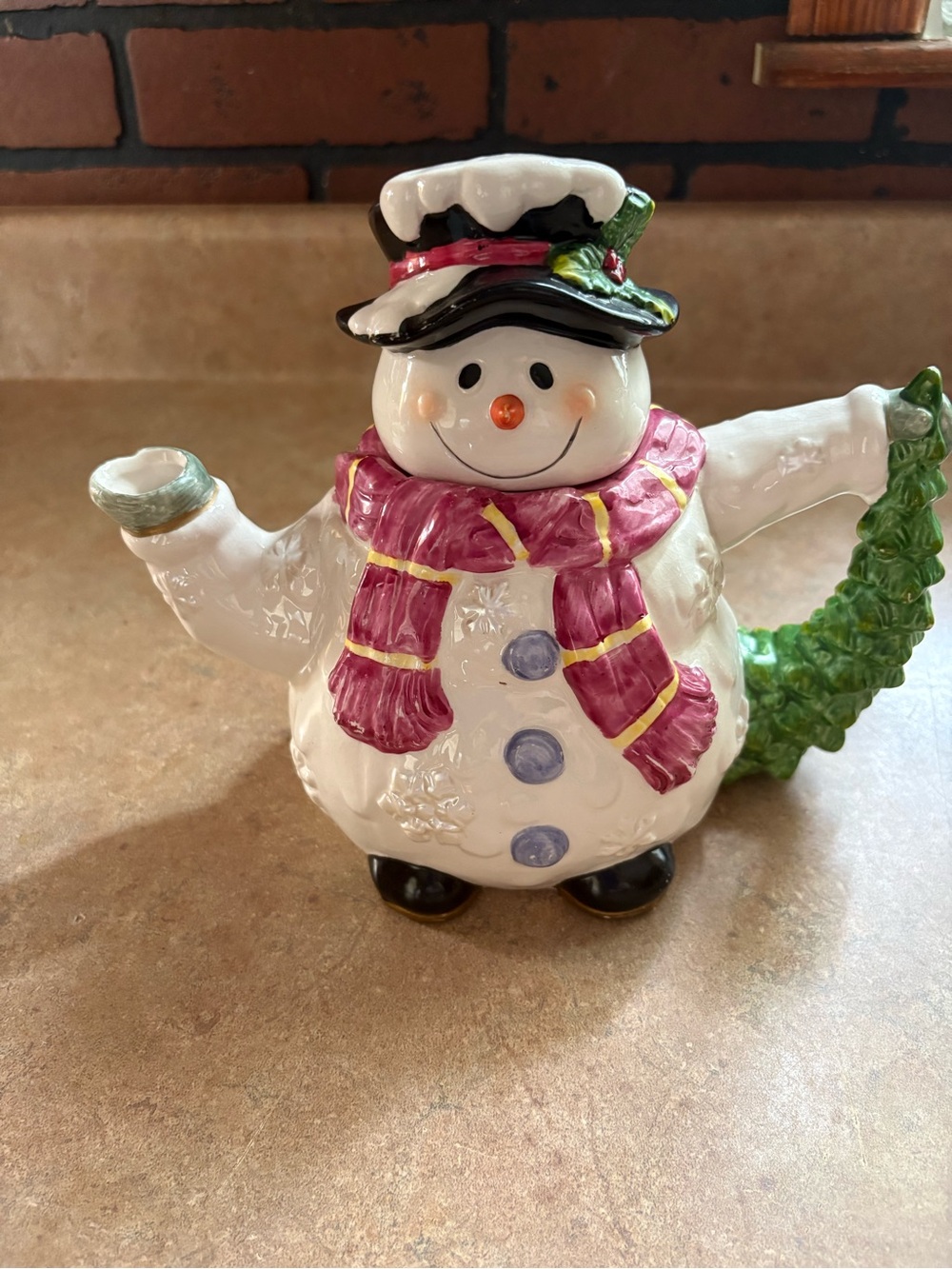 Festive Ceramic Snowman Teapot Used only for Decoration